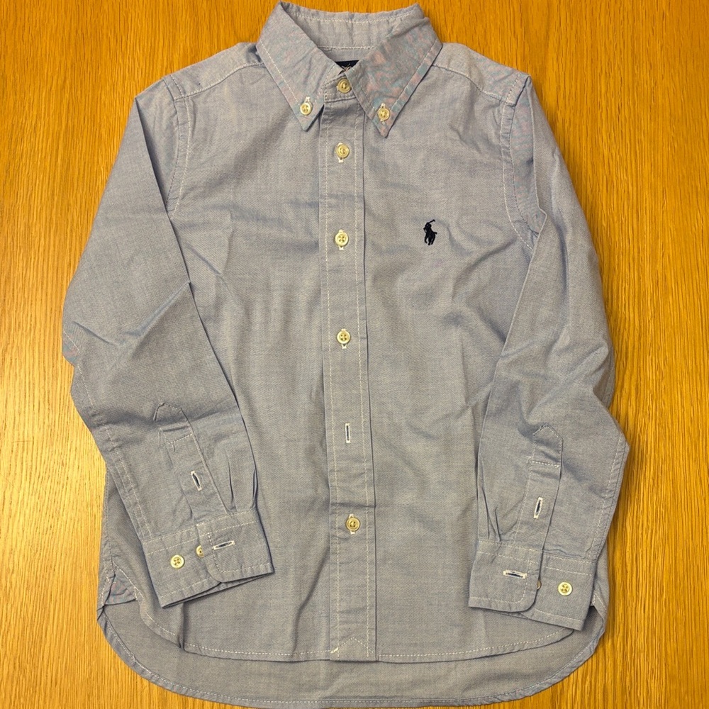 Ralph Lauren Boys Light Blue Slim Fit Button Down Shirt - size 5